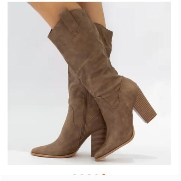 DV by Dolce Vita Shoes - DV Dolce Vita Tezza Western Boots 8.5 NWT Vegan Suede Tan Mid Calf Heel